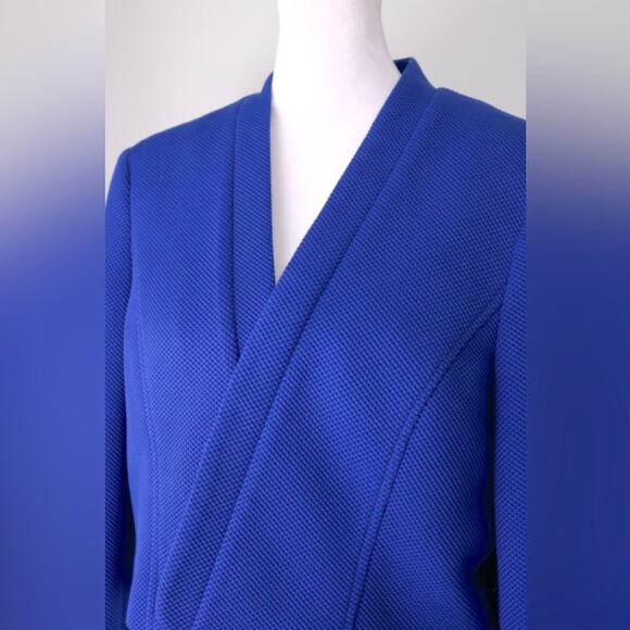 Kasper Royal Blue Cropped Open Front Lightweight Jacket - Picture 3 of 8